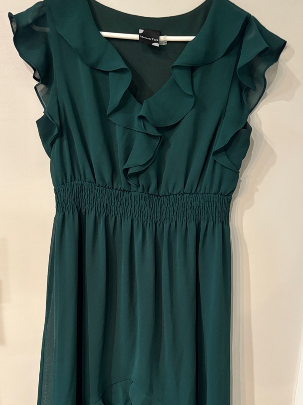 Emerald Green Ruffle High-Low Dress